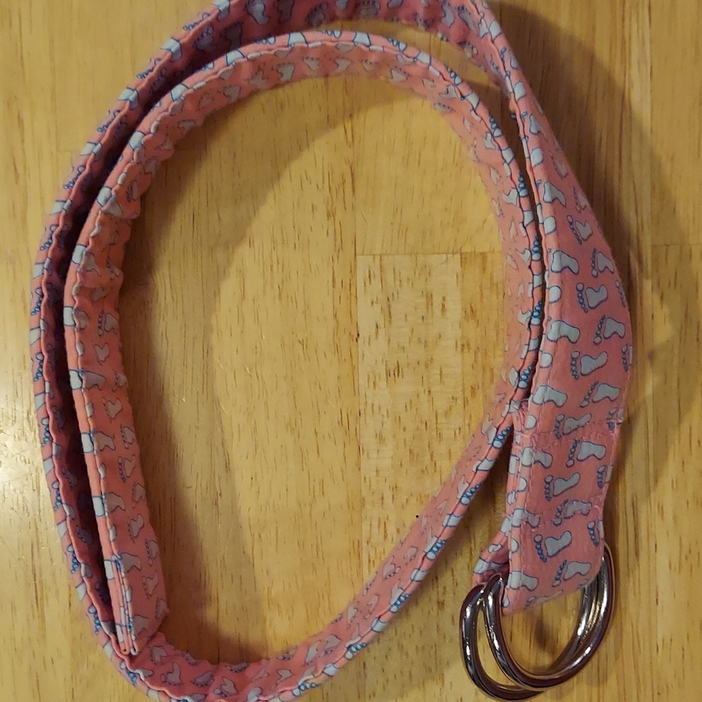 Vineyard Vines Baby Pink Barefoot Print Slide Belt